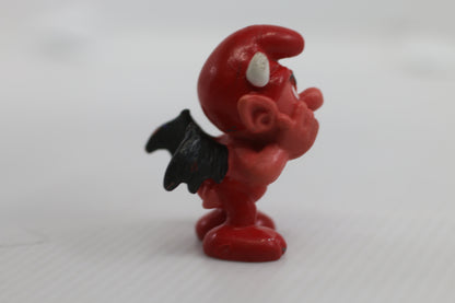 Vintage Smurfs RARE PVC Red Devil Demon Wings Horns Figure 1984 1.75”