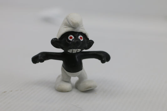 RARE Angry Smurf 20007 Black Teeth Red Eye Vintage Figure Schleich Peyo 1966 HK