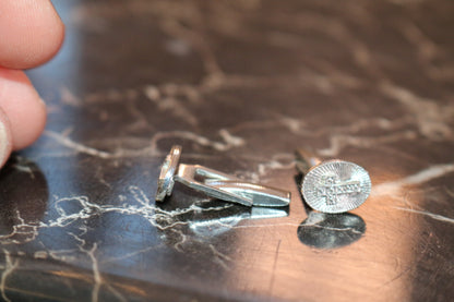 Vintage Silver Cross Cufflinks Etched Rays Background...Religious Cufflink