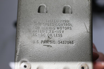 Mercury Electric 704 Foot /705 Knee Sewing Machine Speed Control Foot Pedal ONLY