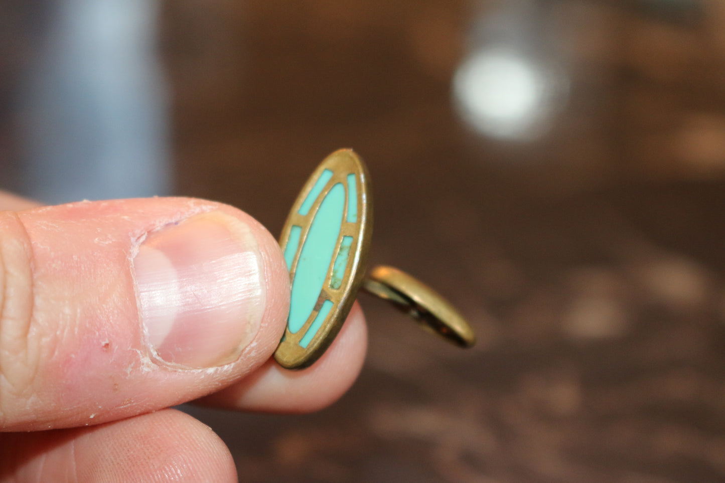 Victorian Gold Border Turquoise Set Dress Cufflinks Antique