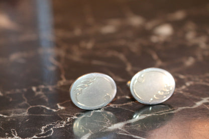 Vtg Engraved Silver Cufflinks. Gift For Dad Groomsmen, Wedding