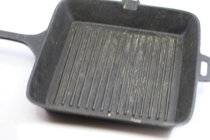 Vintage Old Mountain Cast Iron Square Grill Pan 10" Ribbed Skillet
