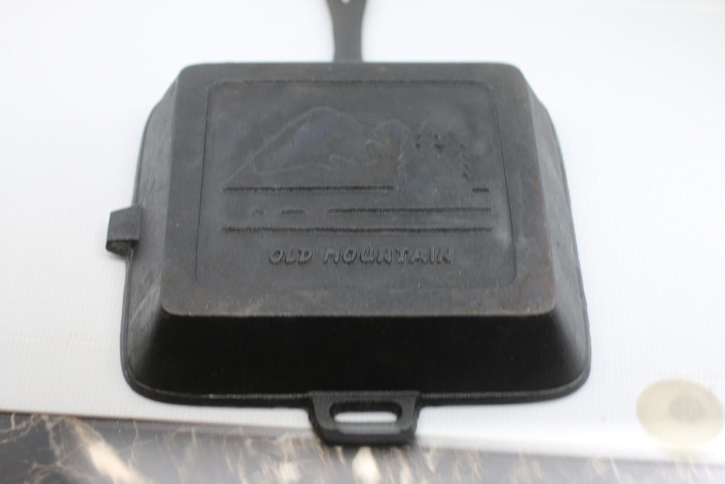 Vintage Old Mountain Cast Iron Square Grill Pan 10" Ribbed Skillet