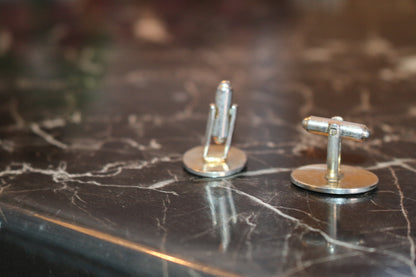 Vtg Engraved Silver Cufflinks. Gift For Dad Groomsmen, Wedding