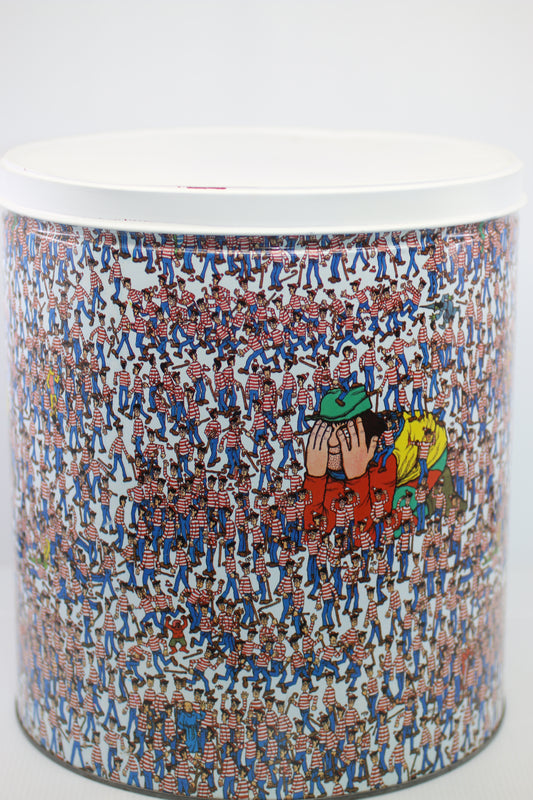 Vintage 1991 Where’s Waldo Metal Storage Tin Canister – Holiday Delights – Martin Handford