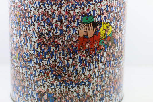 Vintage 1991 Where’s Waldo Metal Storage Tin Canister – Holiday Delights – Martin Handford