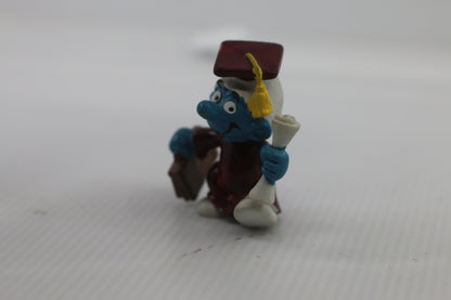 PEYO SCHLEICH VTG 1981 SMURFS # 20130 BROWN GRADUATE SMURF PVC FIGURINE #2