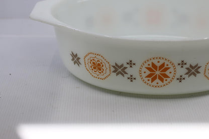 Vintage Pyrex #045 2 1/2 Qt Town & Country Pattern Oval Casserole Dish *No Lid*
