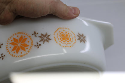 Vintage Pyrex #045 2 1/2 Qt Town & Country Pattern Oval Casserole Dish *No Lid*