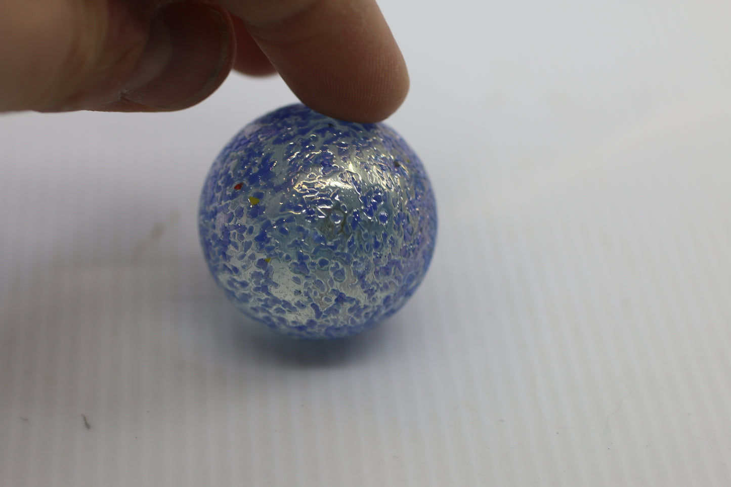Blue Iridescent Crackle Glass Marble – Decorative Art Glass Sphere