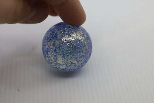 Blue Iridescent Crackle Glass Marble – Decorative Art Glass Sphere