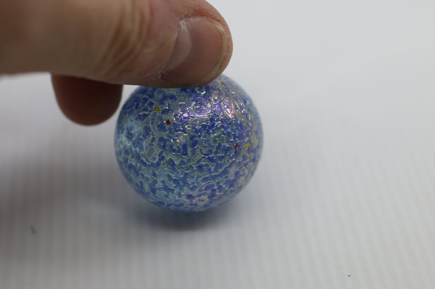 Blue Iridescent Crackle Glass Marble – Decorative Art Glass Sphere