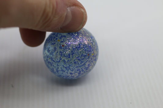Blue Iridescent Crackle Glass Marble – Decorative Art Glass Sphere