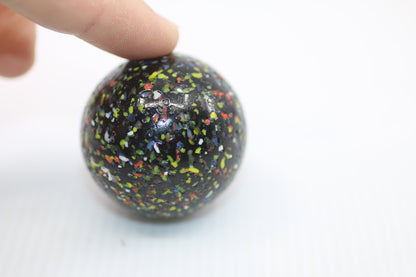 Vintage Black Confetti Glass Marble Multicolor Speckled Toy Marble