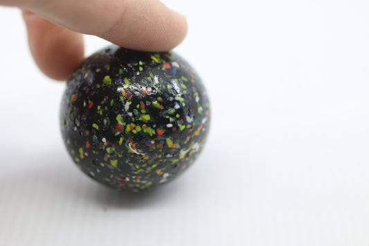 Vintage Black Confetti Glass Marble Multicolor Speckled Toy Marble