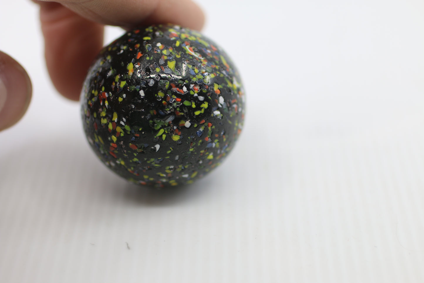Vintage Black Confetti Glass Marble Multicolor Speckled Toy Marble