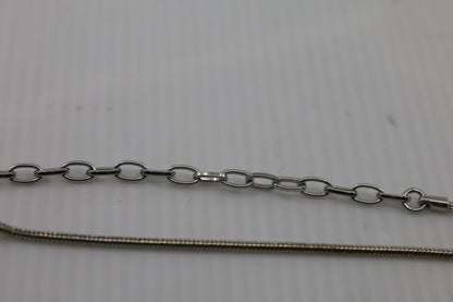 Vintage SPOUTNIK Silver Tone Snake Chain Necklace w/ Extender – Minimalist Retro Jewelry