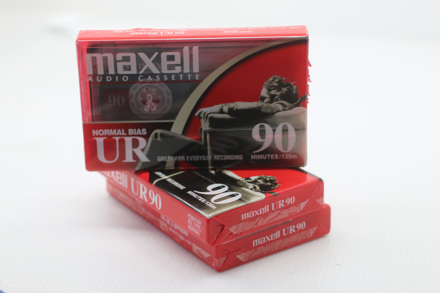 3x MAXELL UR 90 Minute Blank AUDIO CASSETTE TAPE Normal Bias New Sealed