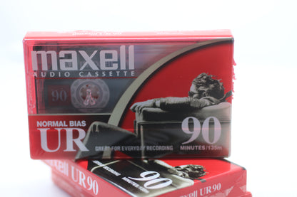 3x MAXELL UR 90 Minute Blank AUDIO CASSETTE TAPE Normal Bias New Sealed