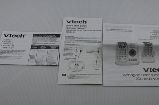 VTech CS6124 Cordless Phone Manuals Lot – Quick Start & User Guide (Canada)