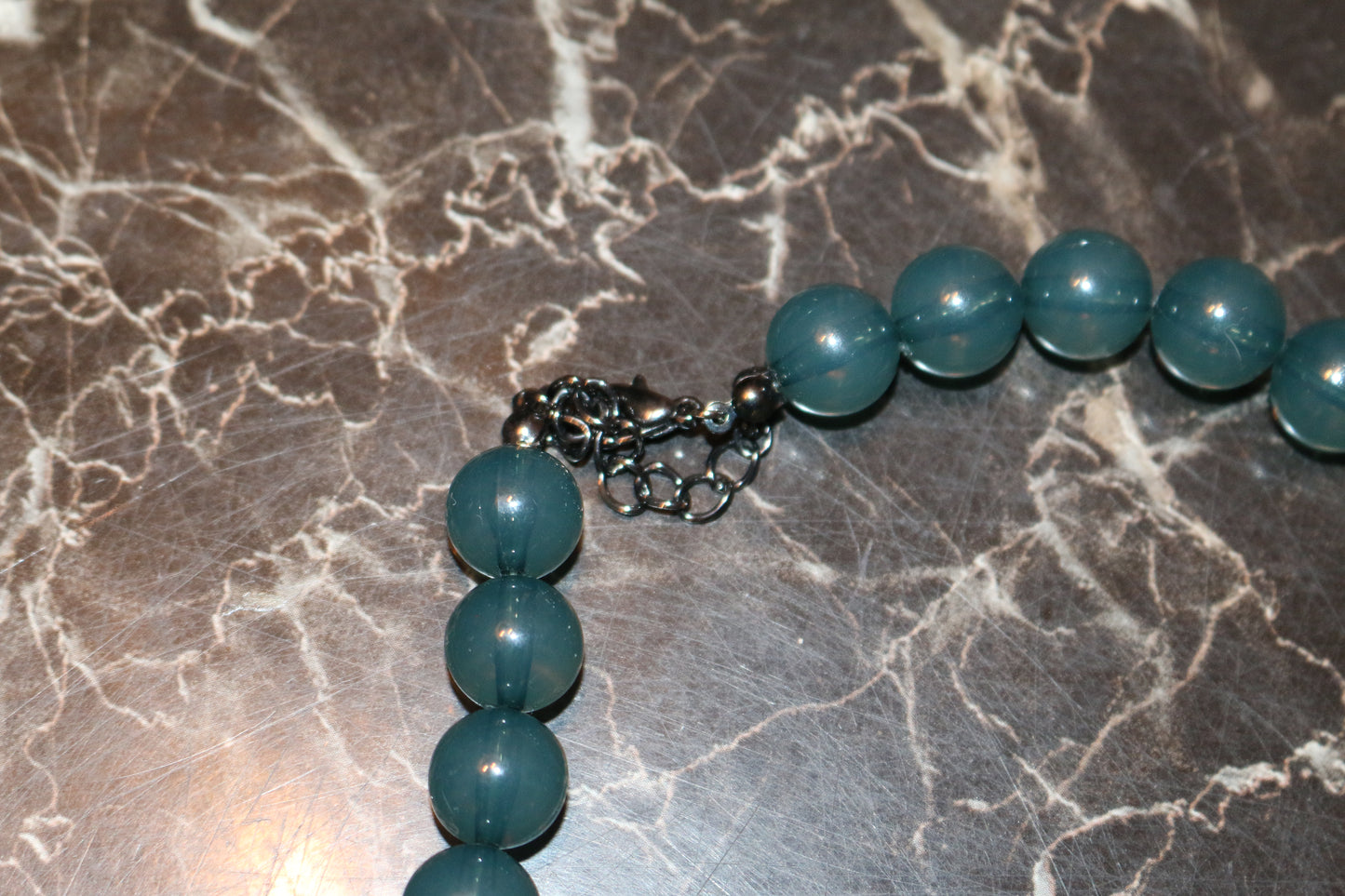 Vintage Big ball Turquoise blue beads necklace Adjustable 1960's style