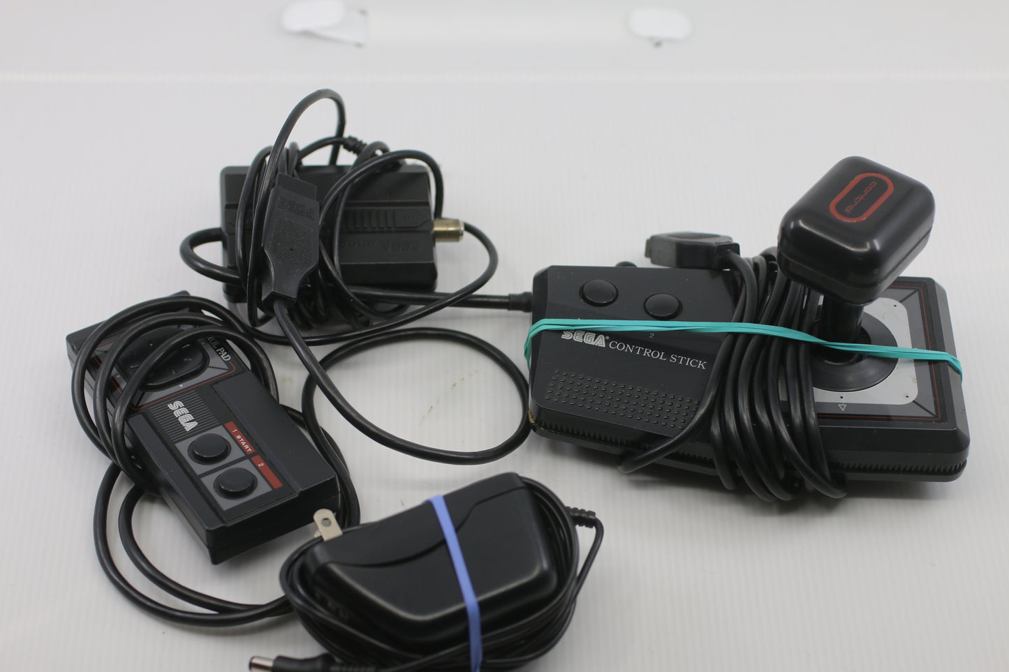 Sega Master System Lot: Control Pad + Control Stick Joystick + AC Adapter OEM