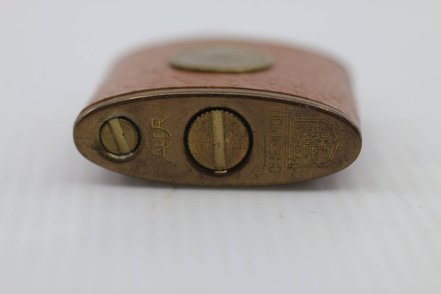 Vintage Champion Leather Wrapped Petrol Lighter France “50” Aér – 1950s