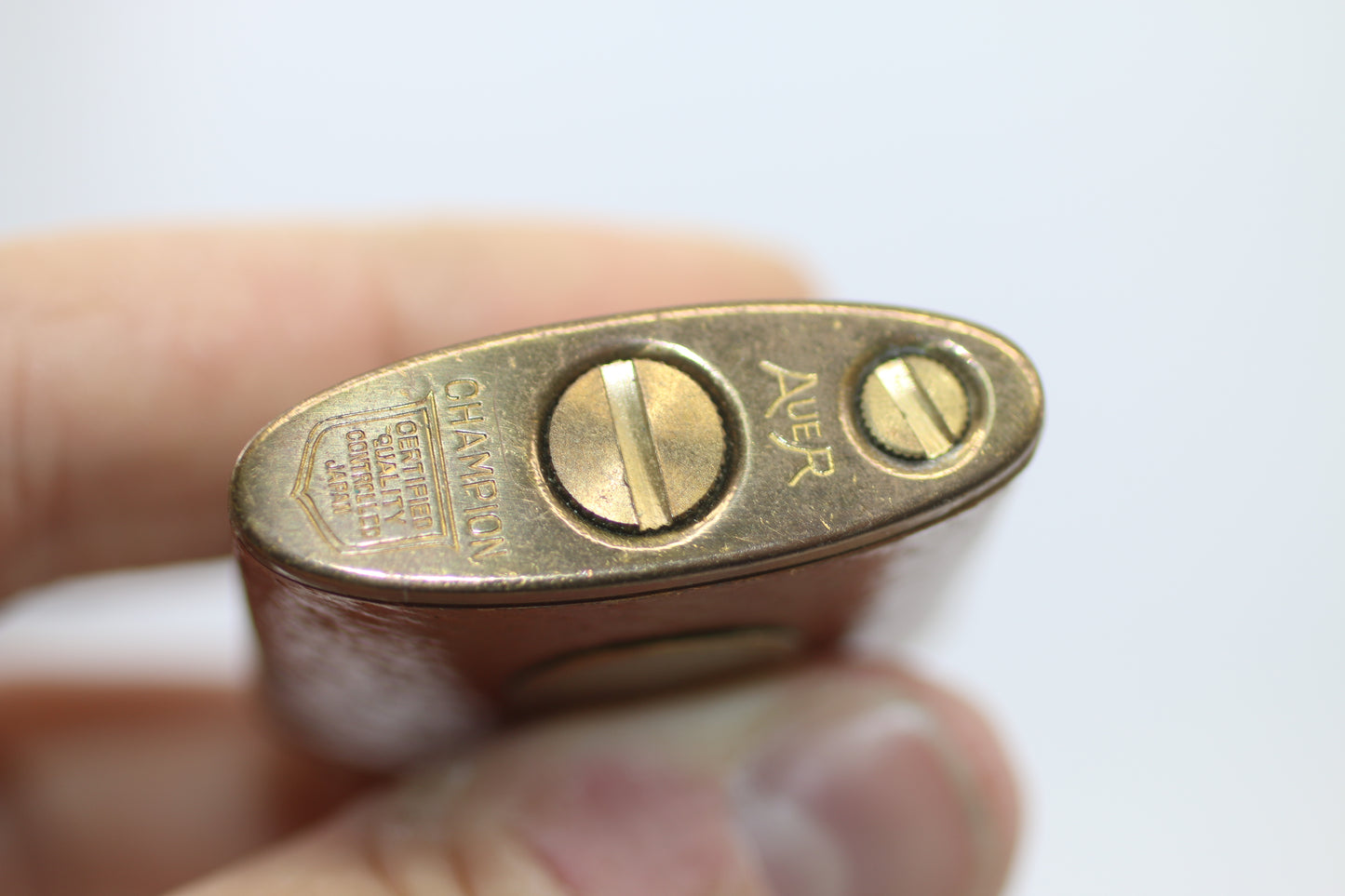 Vintage Champion Leather Wrapped Petrol Lighter France “50” Aér – 1950s