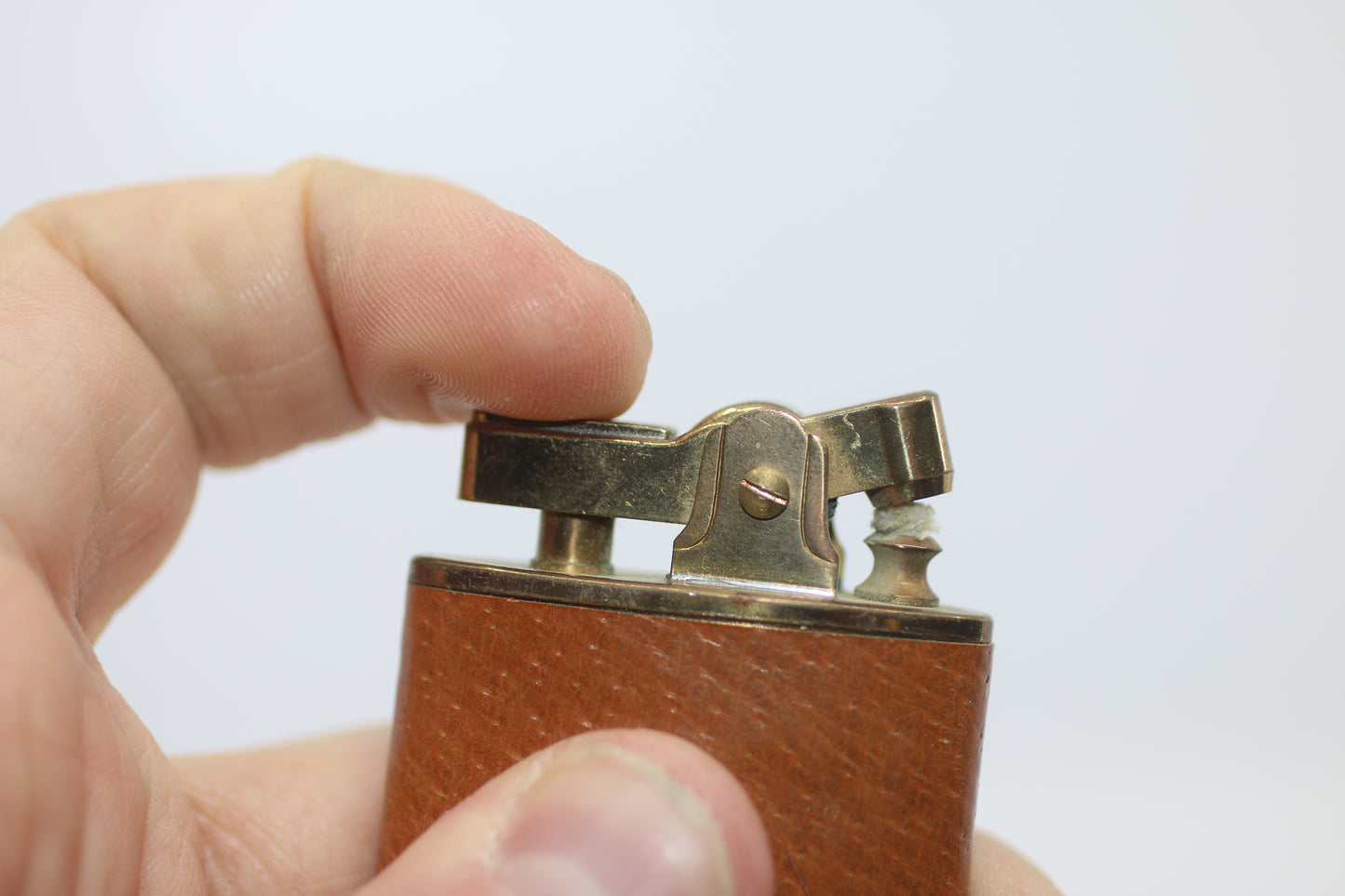 Vintage Champion Leather Wrapped Petrol Lighter France “50” Aér – 1950s