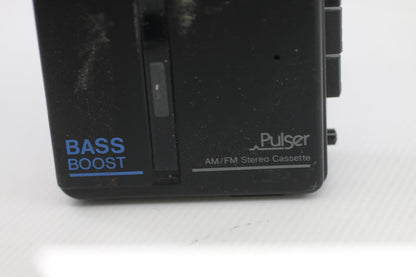 Vintage Pulser AM/FM Stereo Cassette Player Walkman Bass Boost Belt Clip