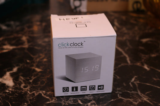 Gingko Cube Click Clock In White In Box