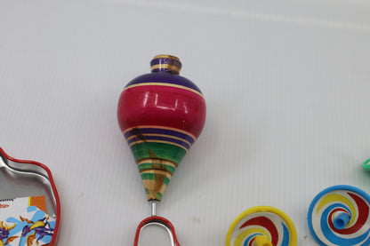 Mixed Toy Lot – Wooden Spinning Top, Fidget Spinner, Kids Slap Bracelet DIY