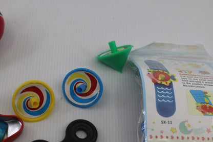 Mixed Toy Lot – Wooden Spinning Top, Fidget Spinner, Kids Slap Bracelet DIY