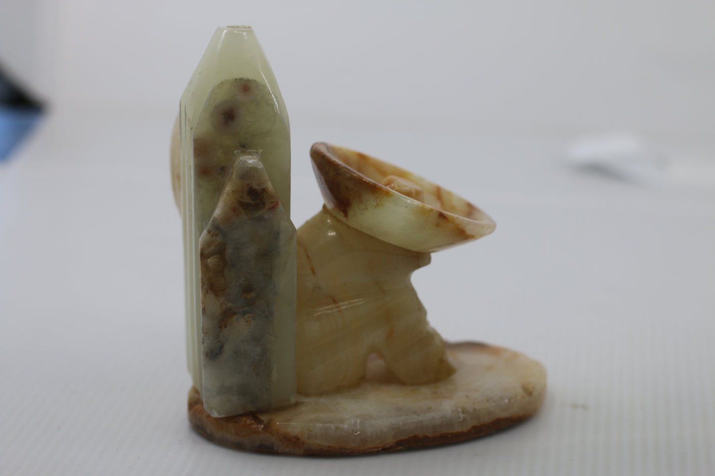 Vintage Hand Carved Onyx Bookends Sombrero Figure & Cactus