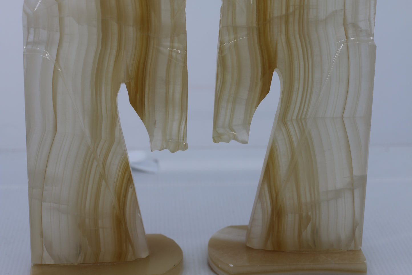 Vintage 1970s Onyx Horse Head Bookends Pair Hand Carved Marble Alabaster 11"