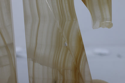 Vintage 1970s Onyx Horse Head Bookends Pair Hand Carved Marble Alabaster 11"