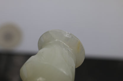 Vintage Green Onyx Stone Candlesticks Pair Hand Turned Marble Candle Holders