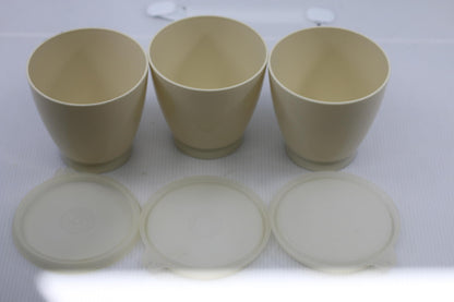 Beige Plastic Storage Vintage Tupperware Canisters w/Lids Replacement Set 3 USA