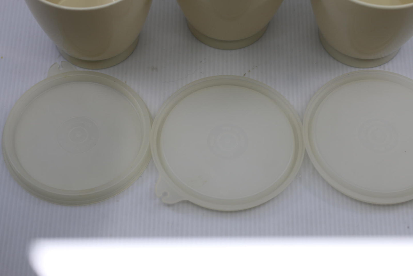 Beige Plastic Storage Vintage Tupperware Canisters w/Lids Replacement Set 3 USA
