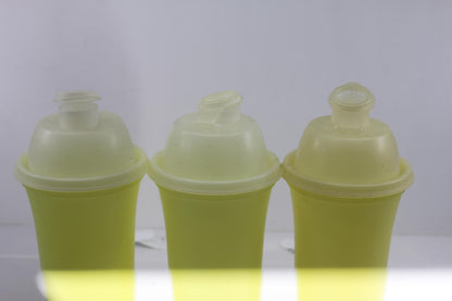 Vintage Tupperware Tumblers w/ Flip Top Lids Lime Green Set of 3