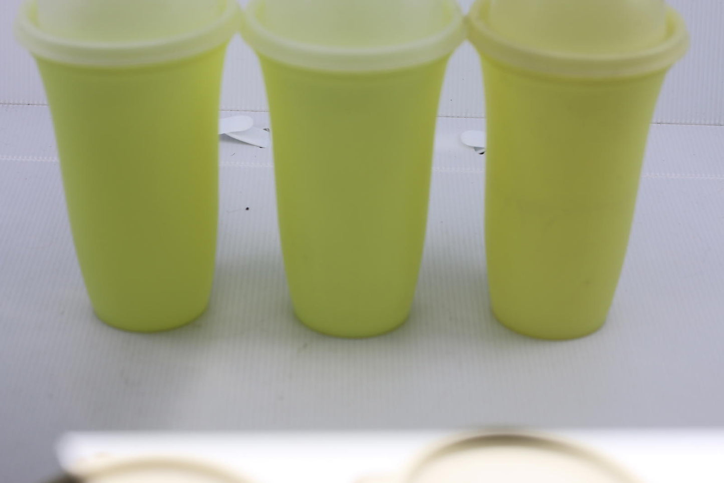 Vintage Tupperware Tumblers w/ Flip Top Lids Lime Green Set of 3