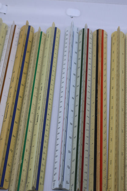 VTG Huge lot Architect Triangle Scale Ruler Drafting Measurements Tool Vintage