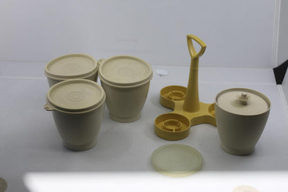 Vintage Tupperware Canister Set w/ Carry Caddy Avocado 1970s USA
