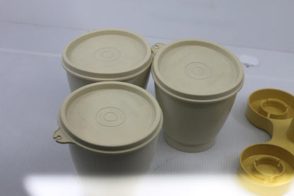 Vintage Tupperware Canister Set w/ Carry Caddy Avocado 1970s USA