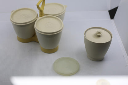 Vintage Tupperware Canister Set w/ Carry Caddy Avocado 1970s USA