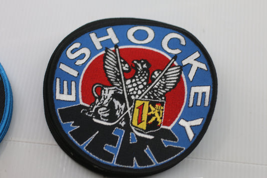 Vintage Eis Hockey Embroidered Patch Round German Ice Hockey Eagle Crest