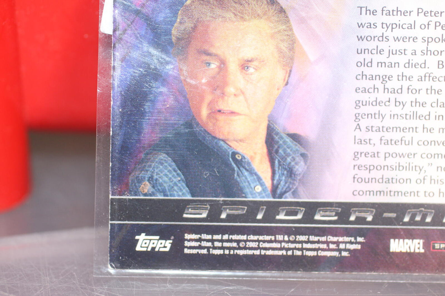 Vintage Spider-man Movie  tobey maguire 2002 #06 Uncle Ben Trading Card