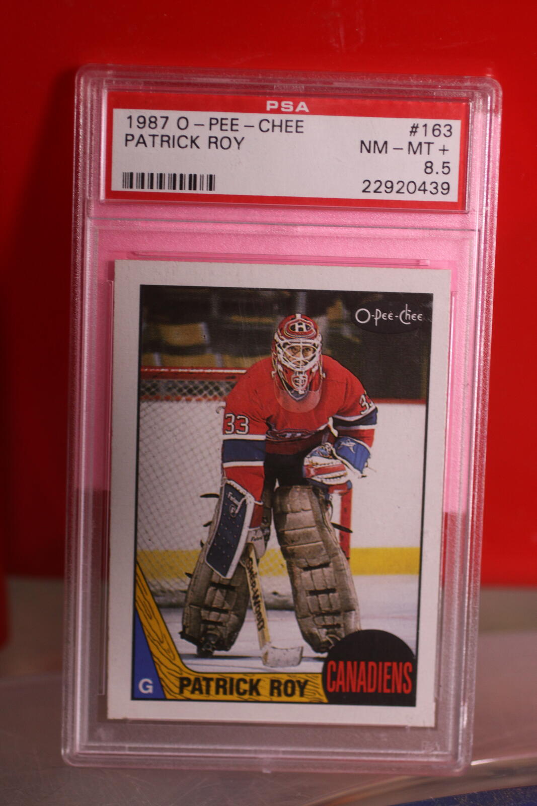 1987 O-Pee-Chee Patrick Roy Hockey Card #163 PSA 8.5 NM-MT+
