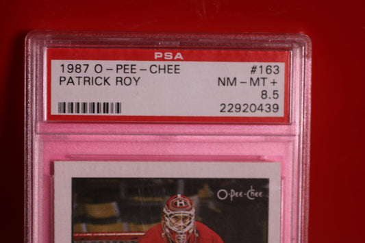 1987 O-Pee-Chee Patrick Roy Hockey Card #163 PSA 8.5 NM-MT+